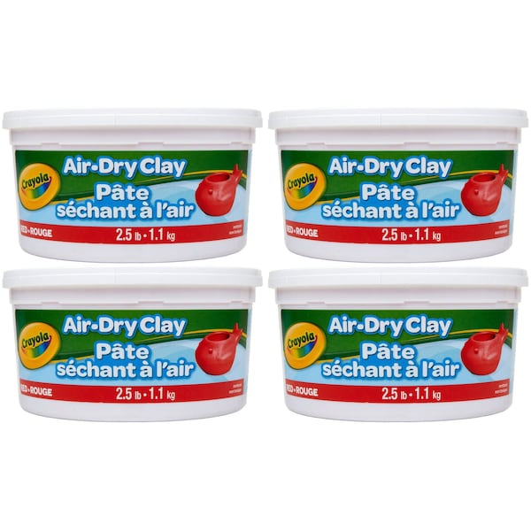 Air Dry Clay, 2.5lb Tub, Red, 4PK